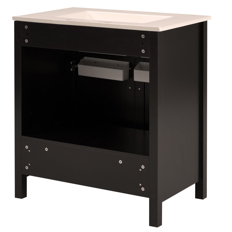 Meuble-lavabo de 30 pouces avec lavabo en céramique et beaucoup de rangement - le choix parfait pour les petites salles de bain