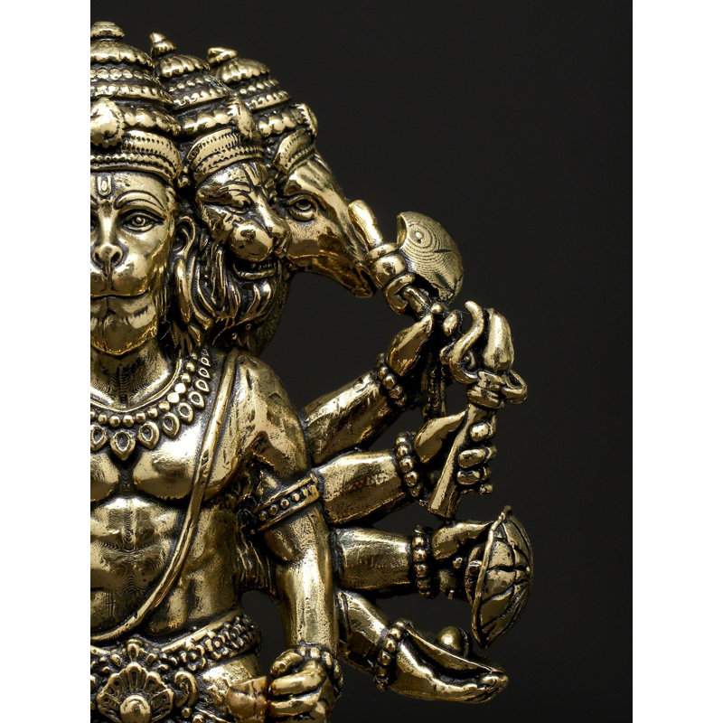 Petite statue en laiton à dix bras Panchamukhi Hanuman