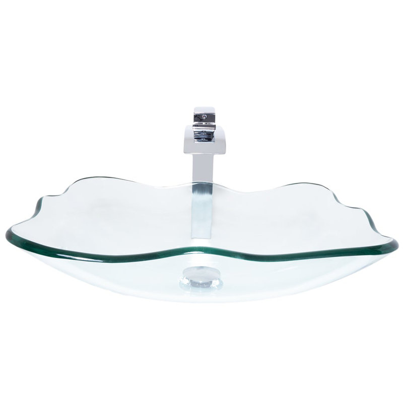 Novatto 15'' Glass Bathroom Sink with Faucet, Chorme