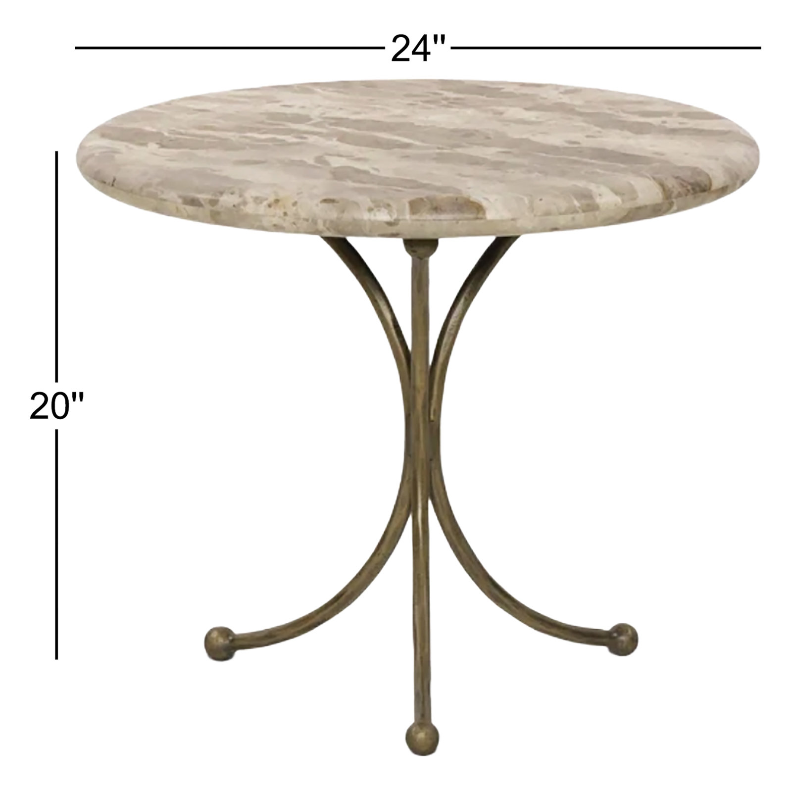24" Genuine Marble End Table