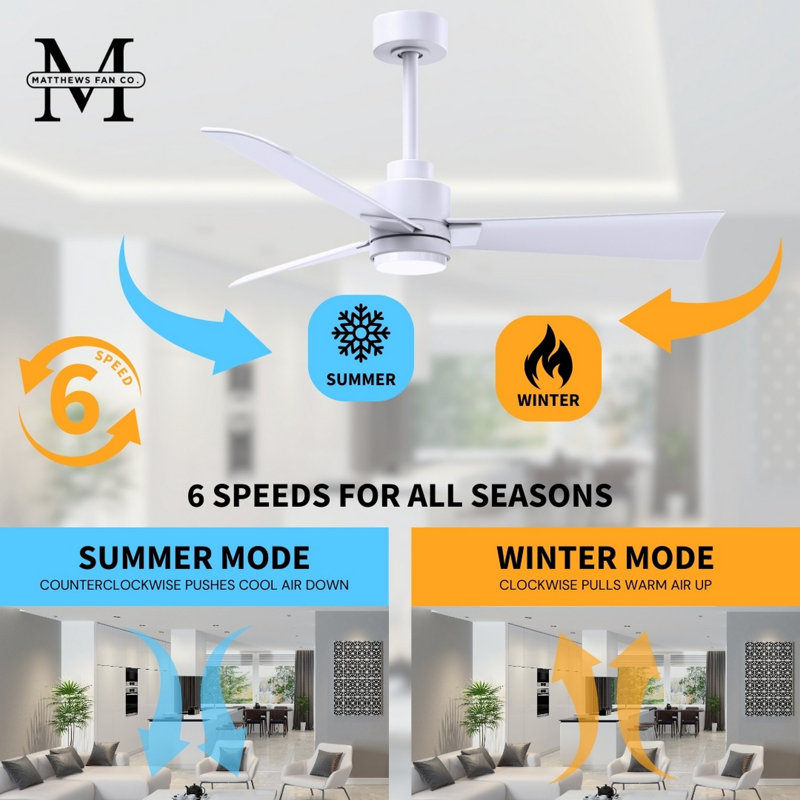 Alessandra - Three Blade Transitional Ceiling Fan -LED, Matte White, Matte White, 42"