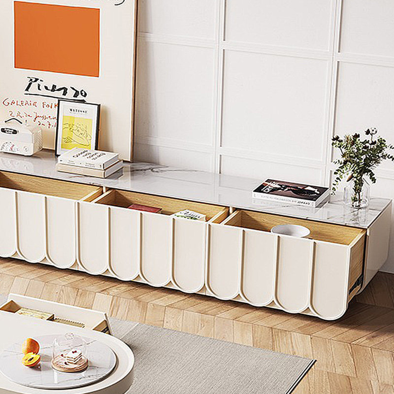 Meuble télé à panneau français de style crème français, 78.74"