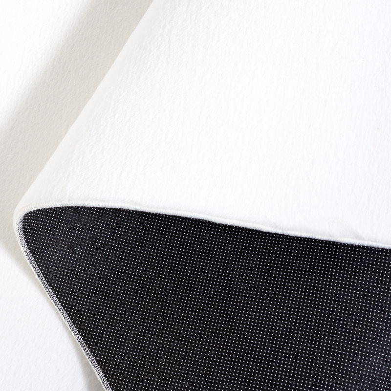Tapis ivoire en polyester tissé à la machine Ayane, Rectangle 2 pi x 3 pi