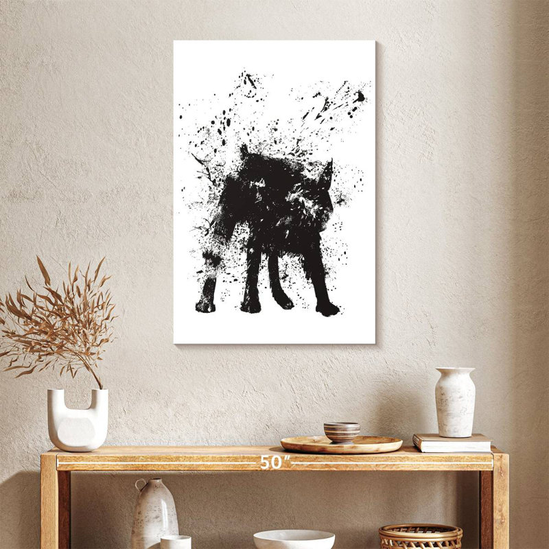 Brampt Black Abstract Dog, 36" H x 24" W