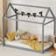 Lit simple en bois, gris, lit