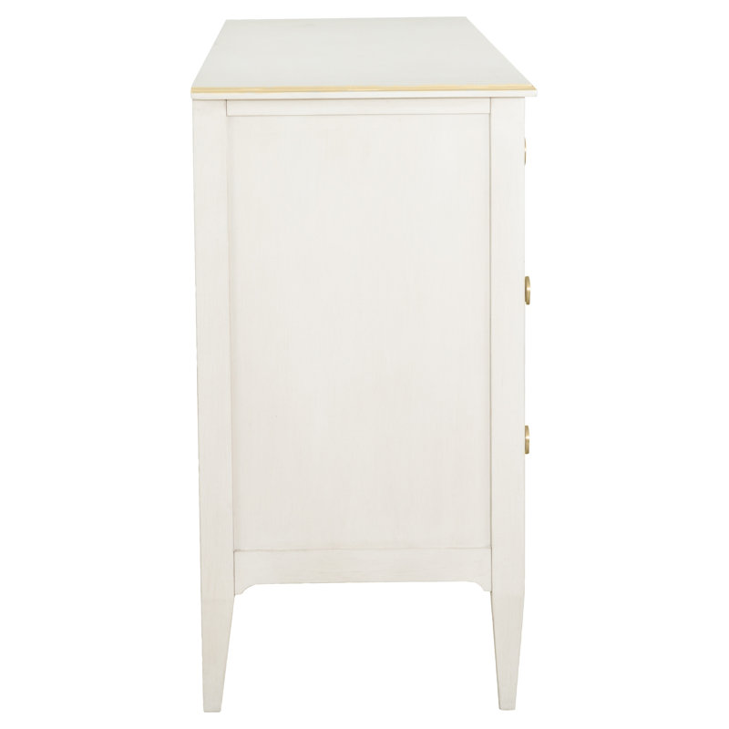 Camille 7 - Drawer Solid Wood Dresser, Linen/Antique Gold