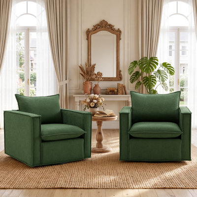 34.2" Wide Upholstered Swivel Accent Armchair