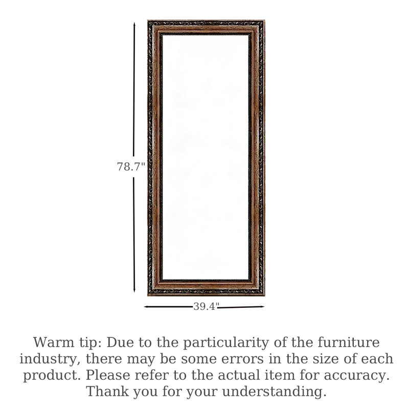 Miroir pleine grandeur de style médiéval, Light Brown, 78.74" H x 39.37" W