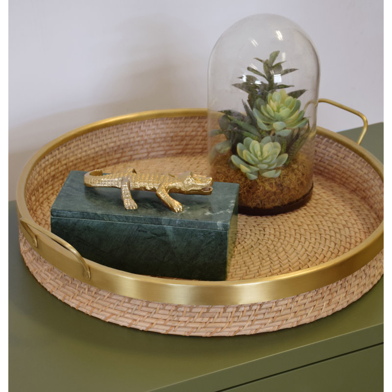 Green Marble Decorative Box with Brass Alligator Handle