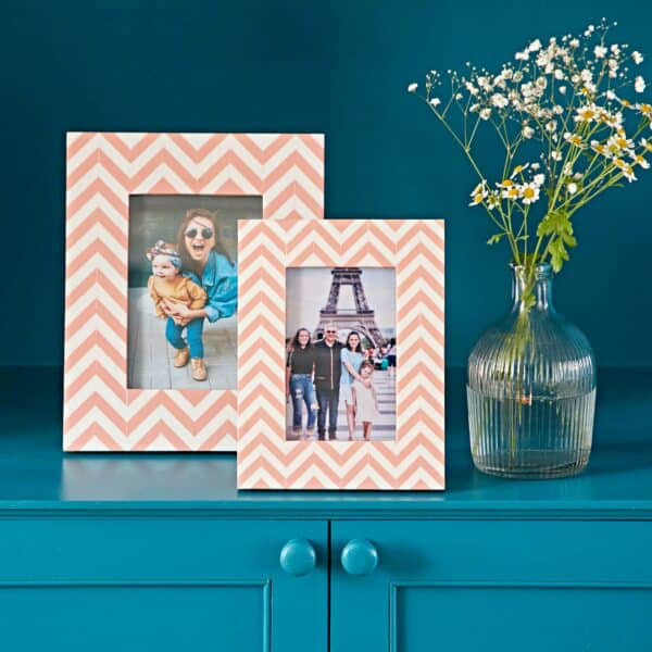 Pink/White Solid Wood Picture Frame, 12.7cm x 17.78cm