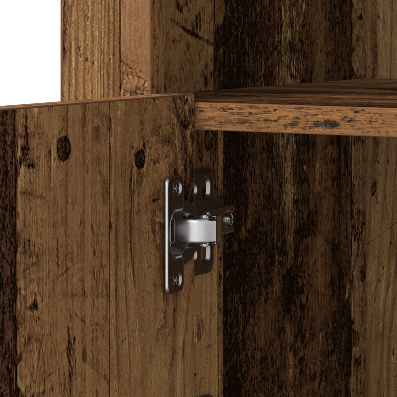 LED Sideboard with LED Strip Lights Engineered Wood Modern Storage Unit, Old Wood