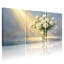 Plantes et fleurs, soleil, roses, vase, reflets, pétales, fond clair, ensemble de 3 impressions sur toile-953585670