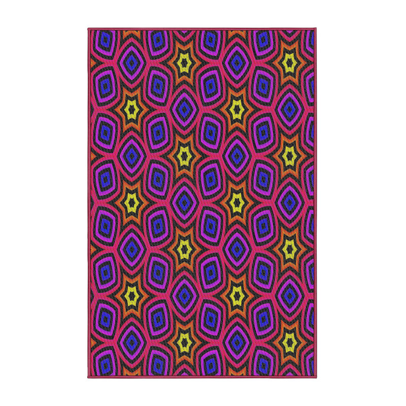 Tapis bleu / orange Power Loom, Rectangle 5 pi x 8 pi