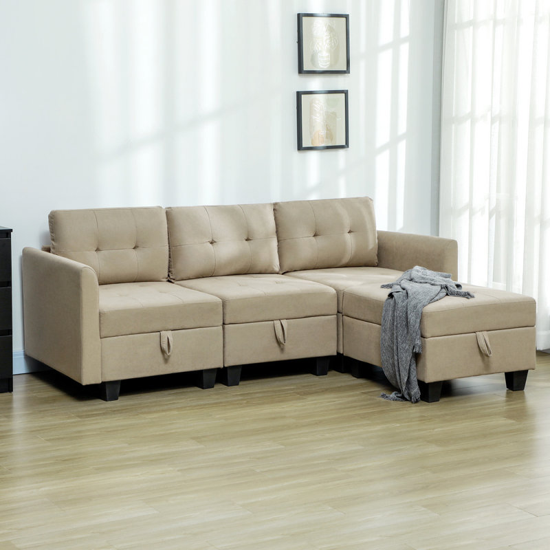 Rececca 3 Seater Sofa & Chaise, Dark Grey, 88cm H x 213cm W x 158cm D