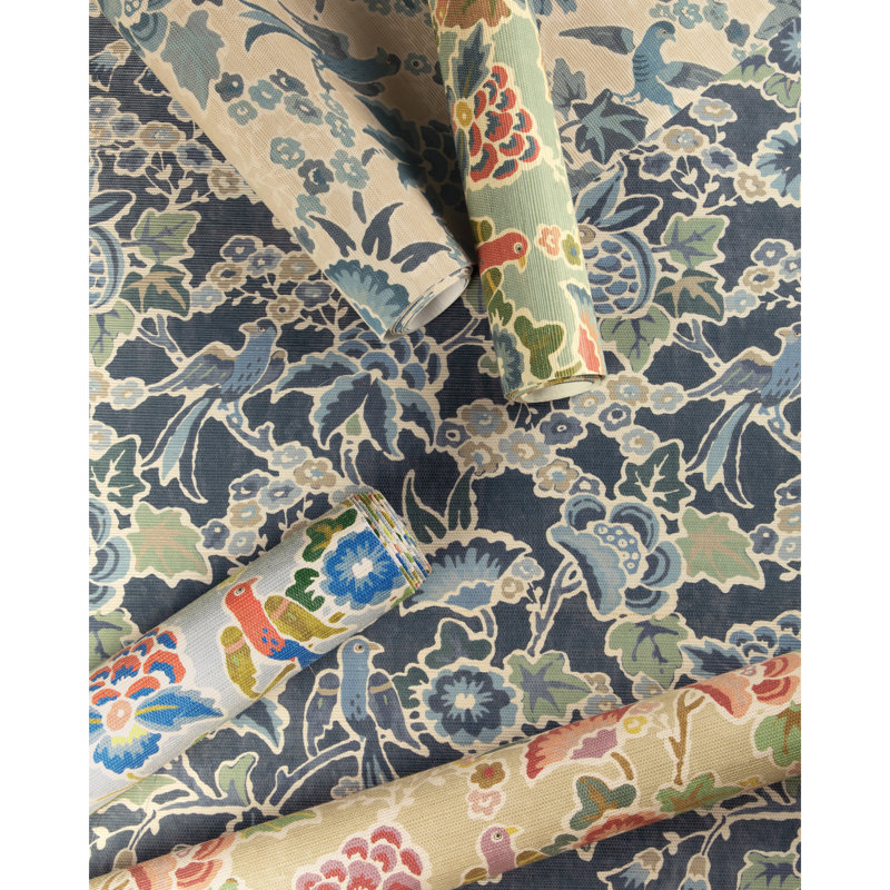 Garden Walk Posy Floral Sisal Untrimmed Roll, Denim/Slate