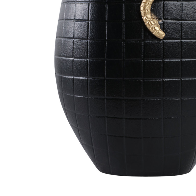 Mercer41 Curved Snake On Vase, Black/Gold, 21" H x 11" W x 7" D