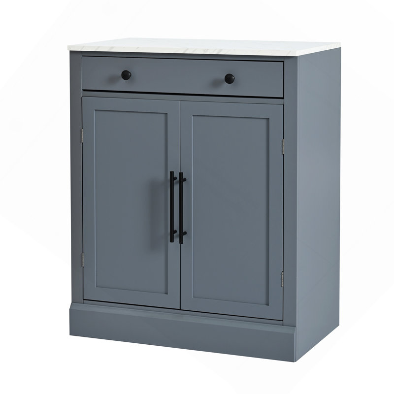 Garde-manger autoportant moderne à armoire Cabinet, rangement pour buffet de nourriture, bar à café avec tiroir, 2 tablettes réglables et 2 tablettes pour la salle à manger, la cuisine, gris