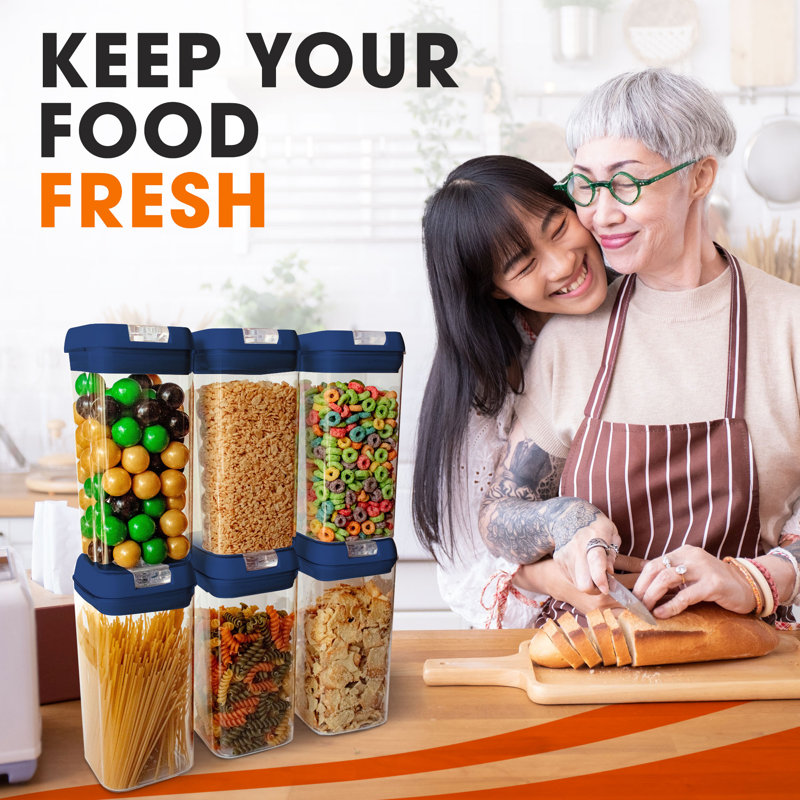 Cheer Collection 43.2oz. Food Storage Container, Navy