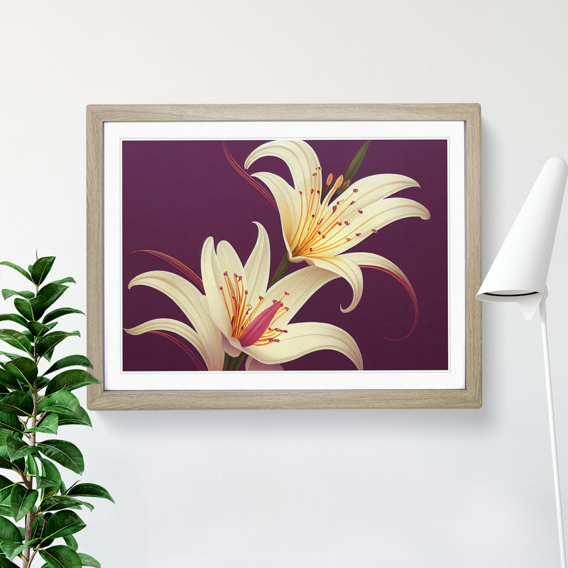 Dazzling Lily Flowers - Framed Print, Oak Framed, 46cm H x 64cm W x 2cm D
