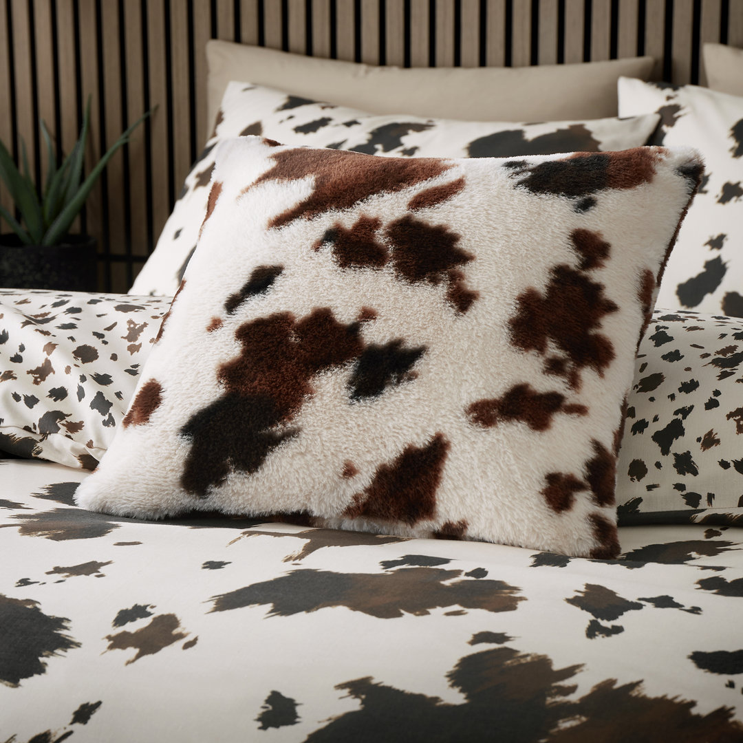 Julian Charles Brown Cow Print Chocolate Faux Fur Cushion - One Size - Image 3