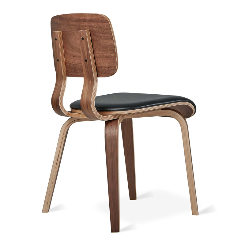 Cardinal Dining Chair, Walnut/Moto Black Leather