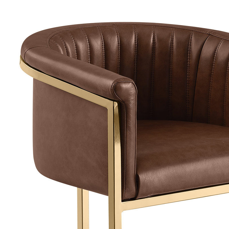 Chaises d'appoint avec base luge en chrome doré Leathaire, Moka