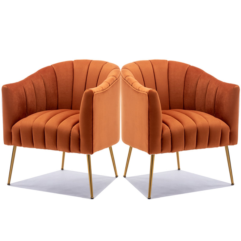 Velours capitonné large de 28 po Murrow, Velours orange, 2