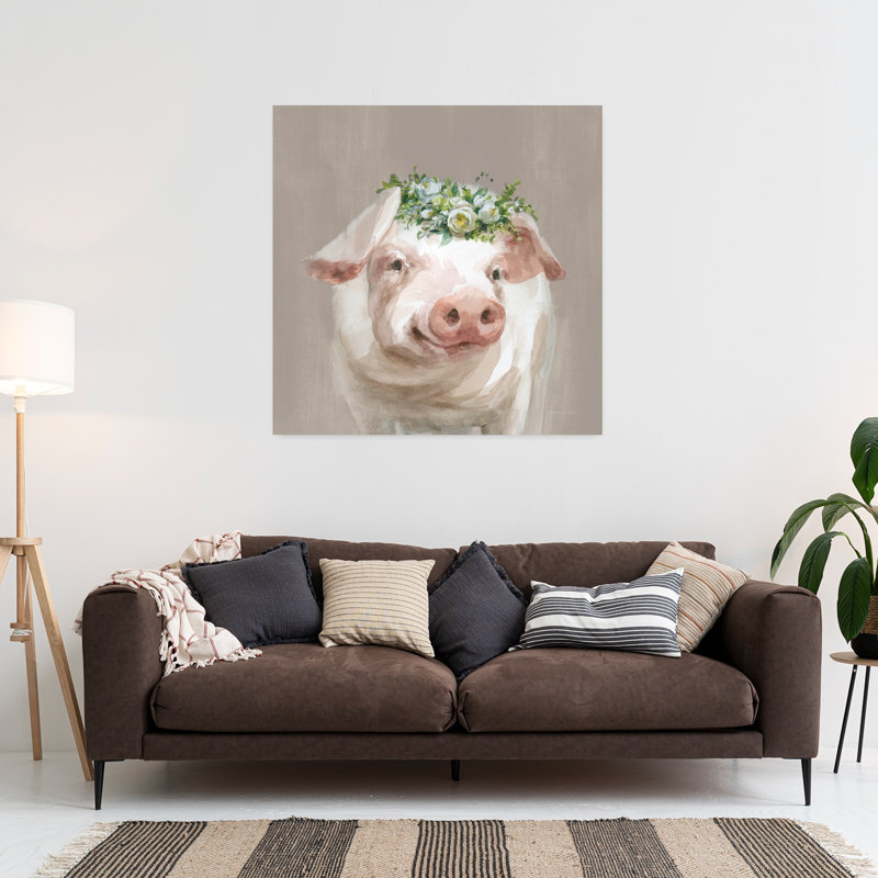 Art floral fantaisiste taupe Barnyard Whimsy III, H 36 po x l 36 po