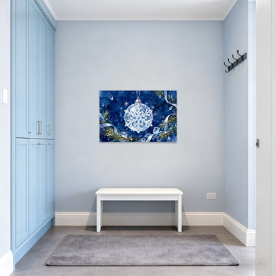 Ornement de Noël flocon de neige hiver pin bleu ciel