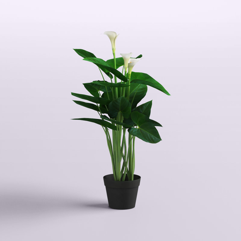 Plante artificielle blanche 31 po en pot noir