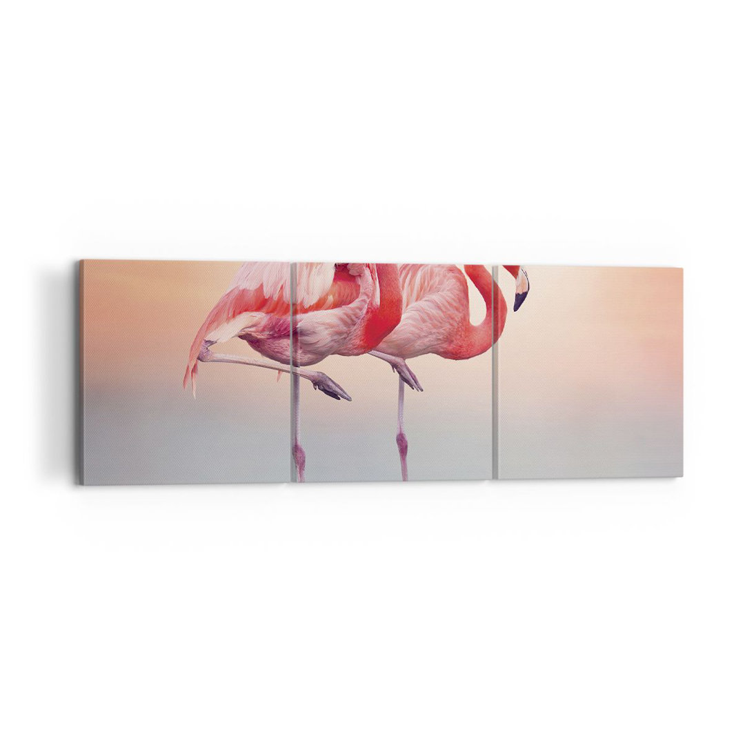 3-tlg. Leinwandbilder-Set Flamingos Exoticism Birds