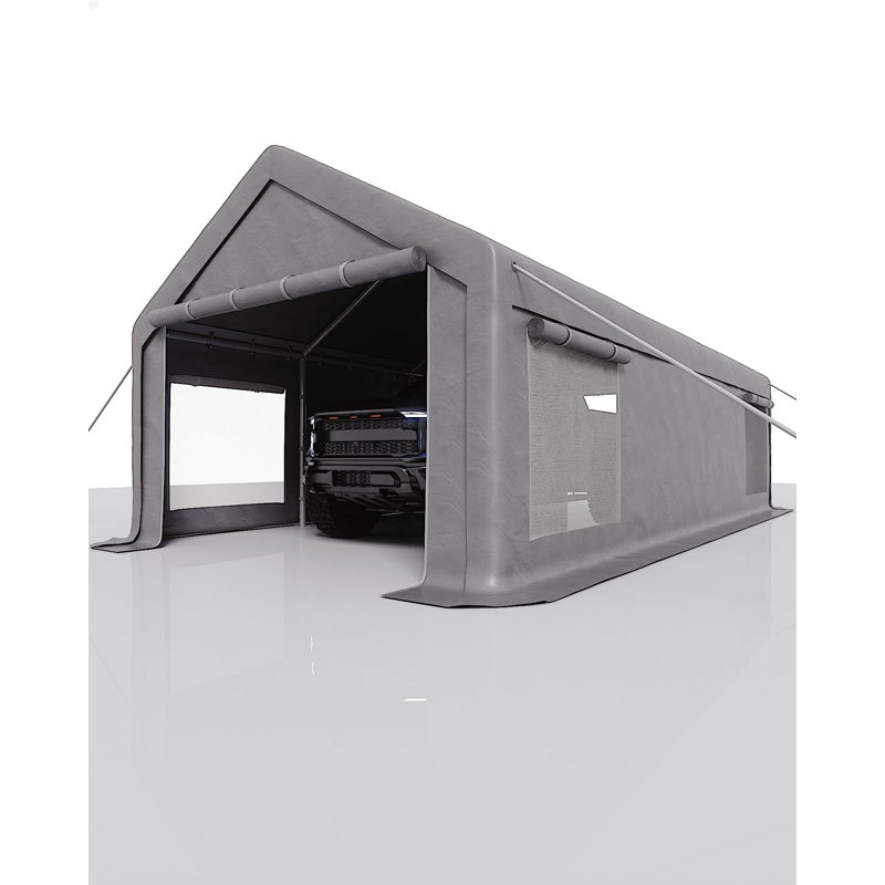 13x25 FT Carport Canopy, Portable Garage with 220g PE Cover, Reinforced Steel Frame, 2 Zippered Doors, 4 Vent Windows, Outdoor Shelter for Vehicles & Equipment