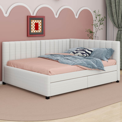 Aynslie Full Size Upholstered Daybed with 2 Storage Drawers Sofa Bed Frame by Latitude Run