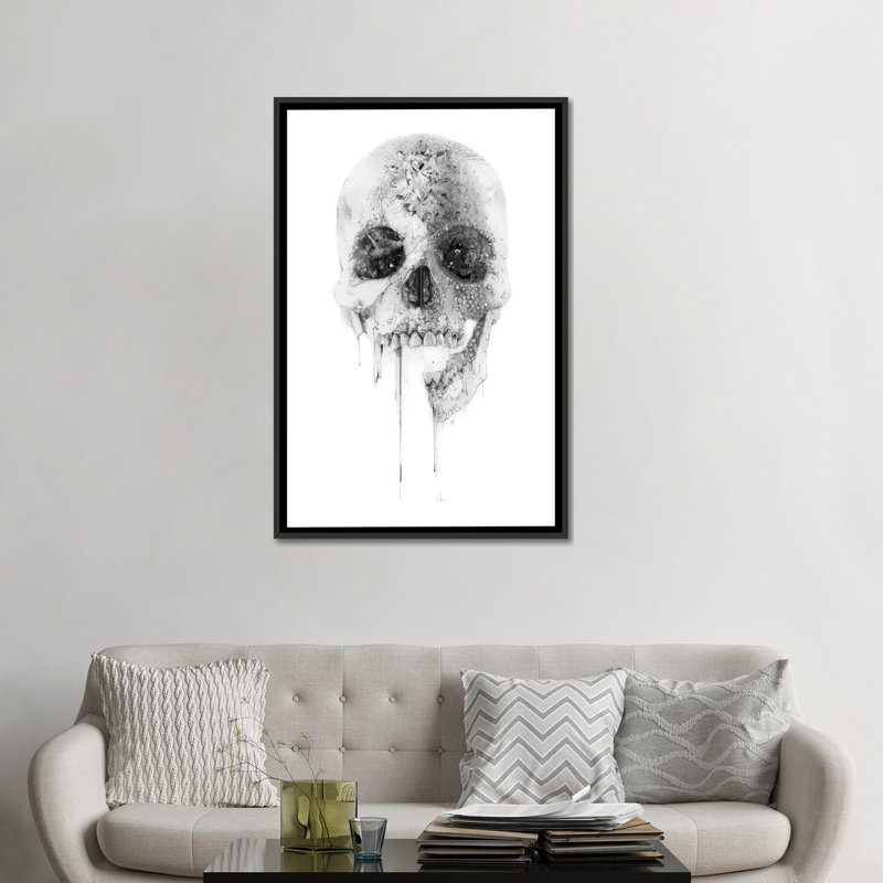 «Crystal Skull», impression sur toile tendue, H 48 po x l 32 po x P 1,5 po, Toile avec cadre noir, Pas de tapis