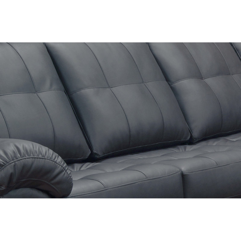 Yarber Upholstered L-Shaped Sectional Right Hand Facing, Blue Genuine Leather