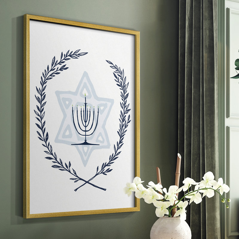Happy Hanukkah I Framed Print - Solid Wood, 10" H x 8" W