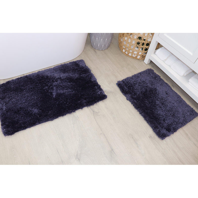 Elegance Bathroom Rugs Sets 2 Piece- Plush Bath Mat Set Quick-Dry Soft Microfiber Bathroom Mat with Rubber Backing, Absorbent Bathroom Rug Set, Washable Bath Rugs - Bath Mats 17x24 + 20x32 Navy