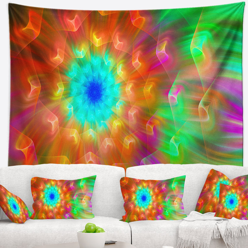 Tapisserie florale avec pétales multicolores, H 32 po x l 39 po