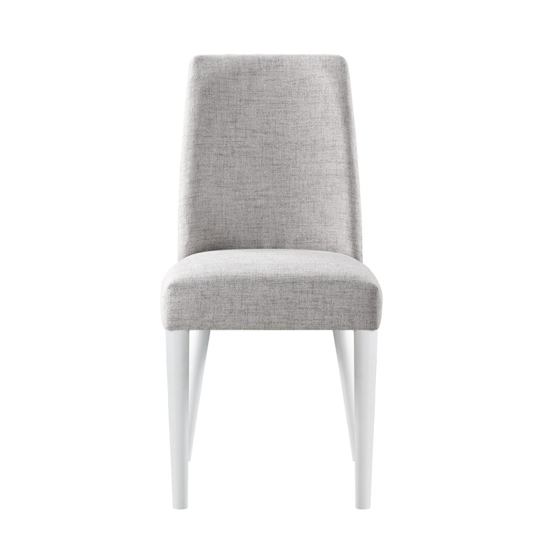 Chaise avec pieds blancs et tissu gris