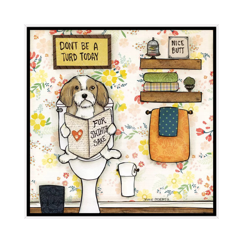« Turd Today » par Jamie Morath-impression, H 18 po x l 18 po x 1,5 po, Pas de tapis, Toile blanche encadrée