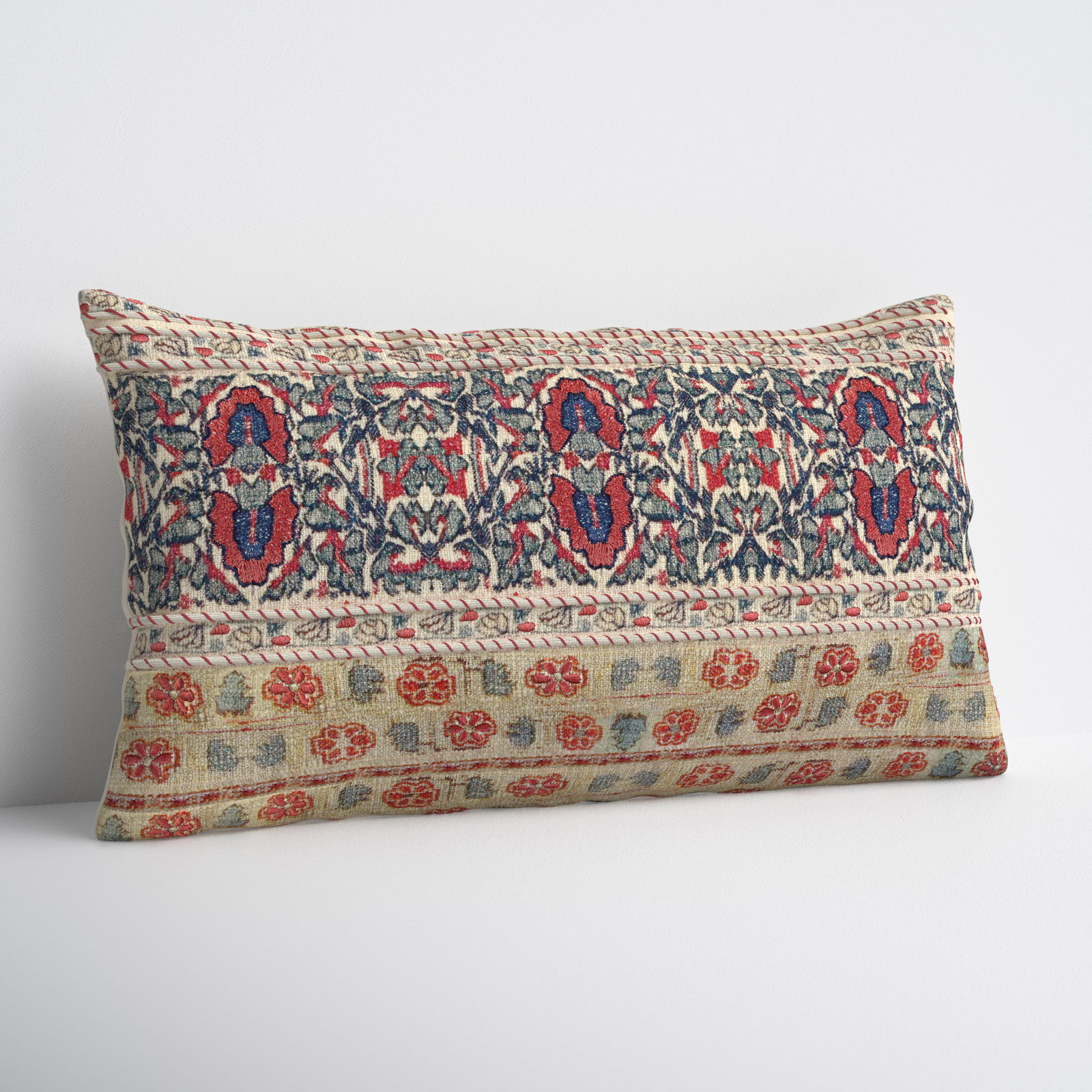 Thorin Embroidered Cotton Lumbar Throw Pillow