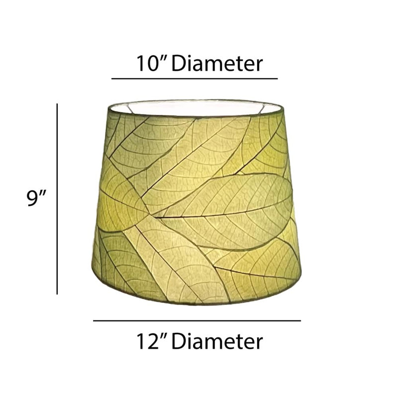 Abat-jour tambour en vraies feuilles de cacao (à visser) en vert, H 9 po x l 12 po x P 12 po