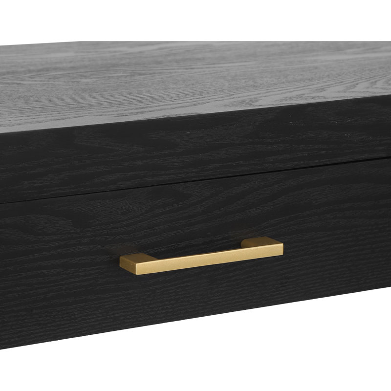 Console en bois avec rangement Rowen, Noir