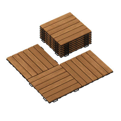 Carreaux de terrasse emboîtables en bois de couleur chêne doré 12 po x 12 po Ermont