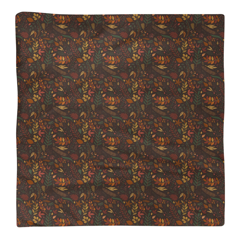 Floral Square Napkin, 10" x 10", Brown/Green/Beige, Cotton