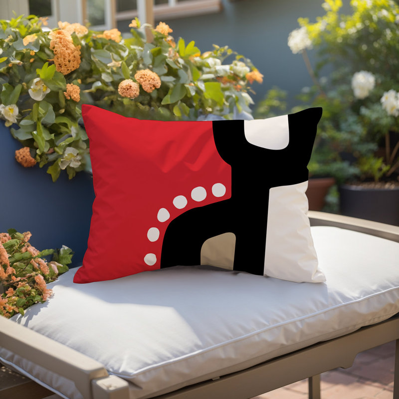 Coussin lombaire réversible intérieur / extérieur Sofi Minimalist, H 18 po x l 25 po, Rouge