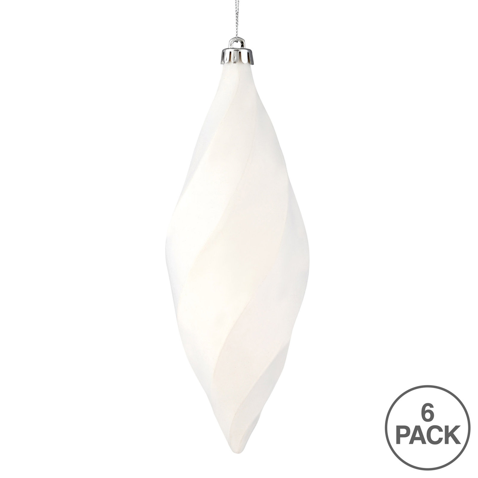 8" Swirl Finial Ornament, Matte White