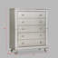 Commode de chambre à coucher à 5 tiroirs 1 pièce Glam