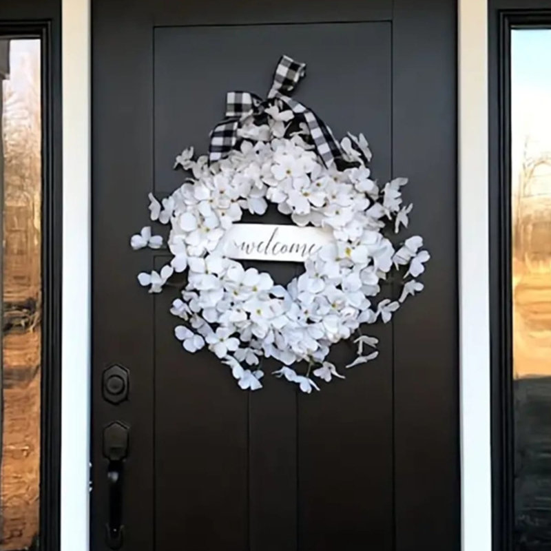 40cm White Forsythia Wreath