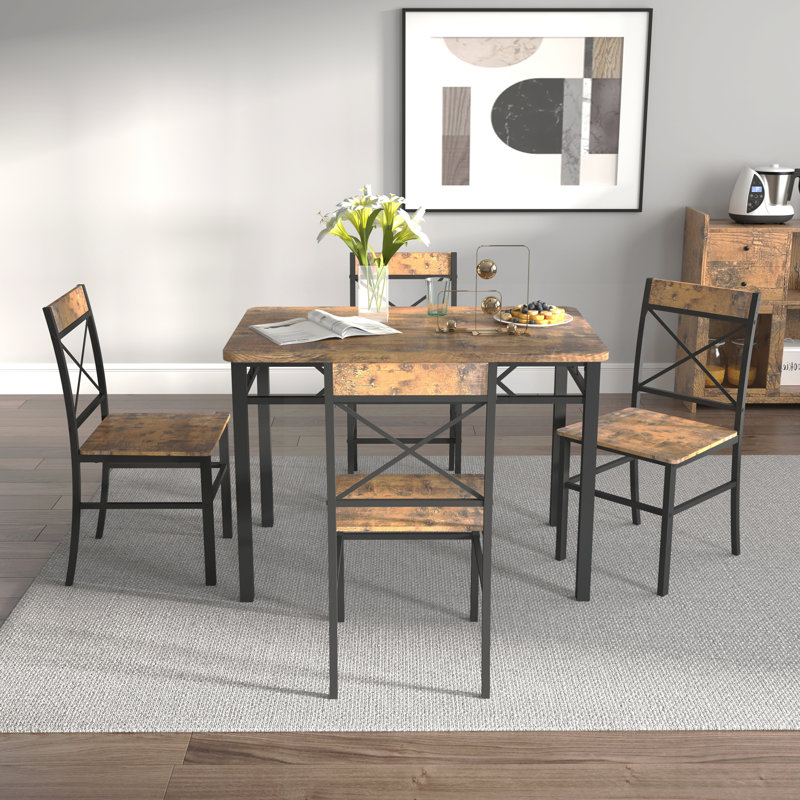 Ensemble de table de salle à manger pour 4 personnes, ensemble de table de salle à manger en bois avec chaises